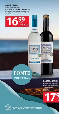 Wino Ponte Vinho Verde białe wytrawne Portugalia promocja w Selgros
