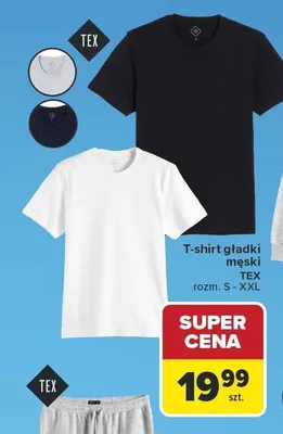 T-shirt męski gładki s-xxl Tex promocja w Carrefour