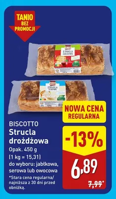 Strucla drożdżowa owocowa Biscotto promocja w Aldi