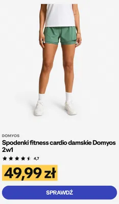 Spodenki fitness cardio damskie Domyos 2w1 promocja w Decathlon