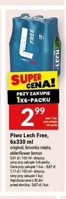 Piwo bezalkoholowe Lech Free Elderflower Lemon 6-pak promocja w Twój Market