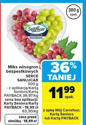 Miks winogron bezpestkowych serce promocja w Carrefour Market