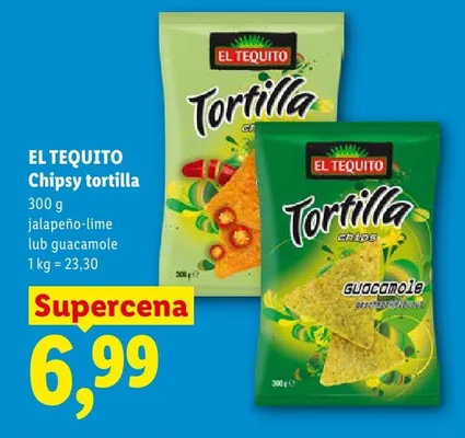 Chipsy tortilla EL TEQUITO guacamole promocja w Lidl