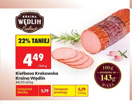 Kiełbasa Krakowska Kraina Wędlin Select promocja w Biedronka