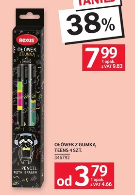 Ołówek z gumką Teens Rexus promocja w Selgros