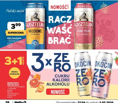Piwo Kasztelan Jasne Pełne z maliną promocja w Netto