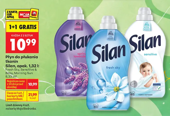 Płyn do płukania tkanin Silan Sensitive & Baby promocja w Biedronka