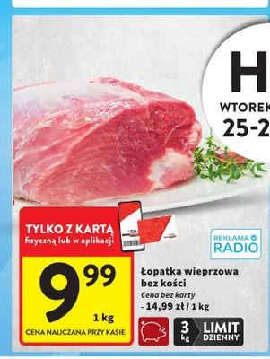 Łopatka wieprzowa bez kości promocja w Intermarche