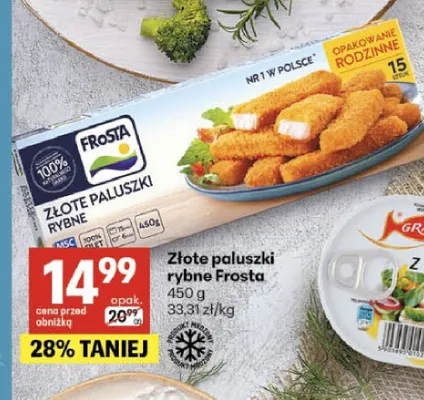 Złote paluszki rybne Frosta promocja w Delikatesy Centrum