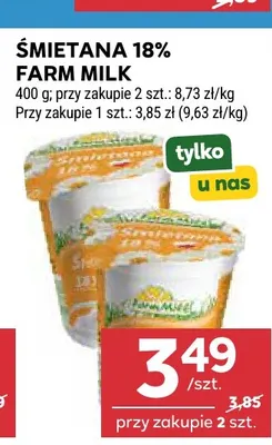 Śmietana Farm Milk 18% promocja w Stokrotka