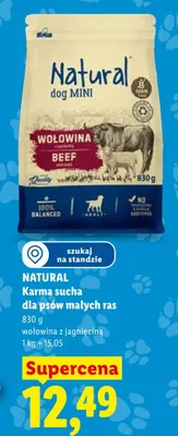 Karma sucha dla psów małych ras Natural dog Mini wołowina z jagnięciną promocja w Lidl