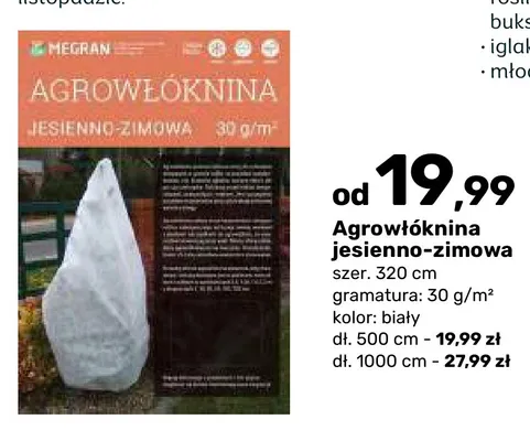 Agrowłóknina jesienno-zimowa Megran 320x500 cm promocja w Bricomarche