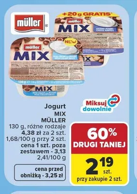 Jogurt Mix Müller promocja w Carrefour