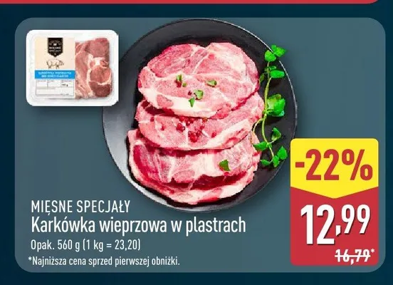 Karkówka wieprzowa w plastrach Mięsne Specjały promocja w Aldi