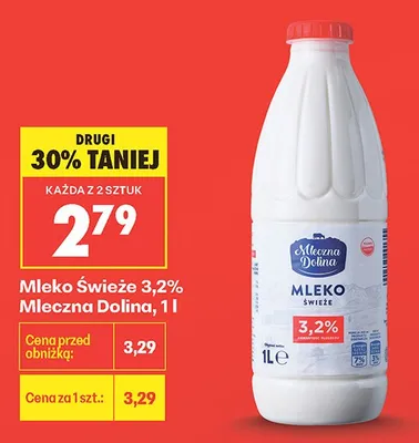Mleko Świeże 3,2% Mleczna Dolina promocja w Biedronka
