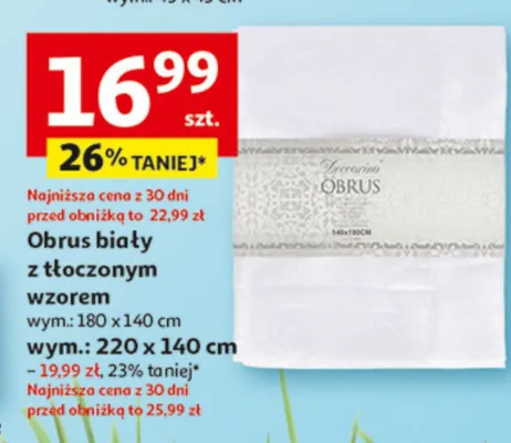 Obrus biały z tłoczonym wzorem wym.: 180 x 140 cm wym.: 220 x 140 cm promocja w Auchan