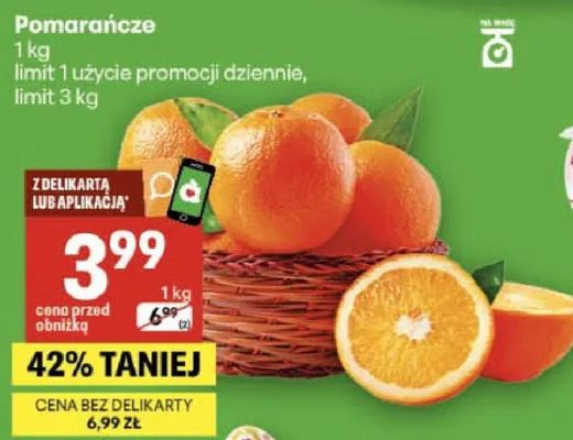 Pomarańcze promocja w Delikatesy Centrum