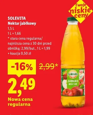 Nektar jabłkowy Solevita promocja w Lidl