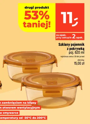 Szklany pojemnik z pokrywką 620 ml promocja w Dealz