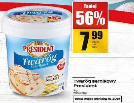 Twaróg sernikowy Président promocja w Supeco