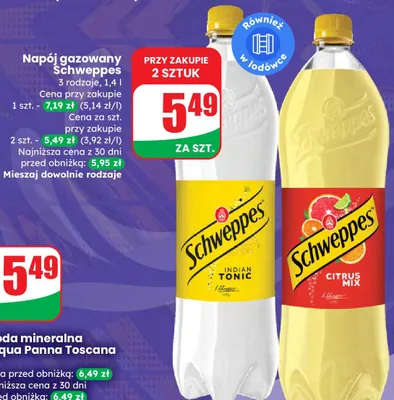 Napój gazowany Schweppes Indian Tonic promocja w Dino