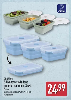 Silikonowe składane pudełka na lunch Crofton 3-pak promocja w Aldi