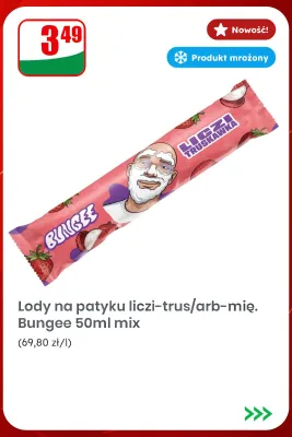 Lody na patyku liczi-truskawka Bungee promocja w Dino