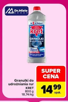 Granulki do udrożniania rur Kret promocja w Carrefour Market
