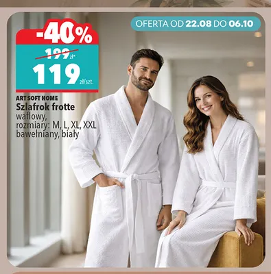 Szlafrok frotte waflowy bawełniany Art Soft Home promocja w Biedronka