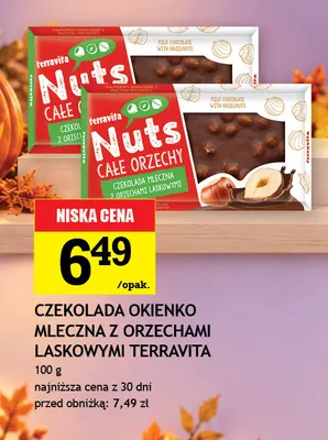 Czekolada okienko mleczna z orzechami laskowymi Terravita promocja w Gram Market