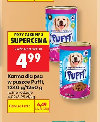 Karma dla psa w puszce Puffi z cielęciną promocja w Biedronka