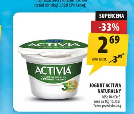 Jogurt Activia naturalny Danone promocja w Arhelan