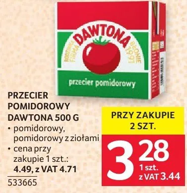 Przecier pomidorowy Dawtona 500g pomidorowy, pomidorowy z ziołami promocja w Selgros