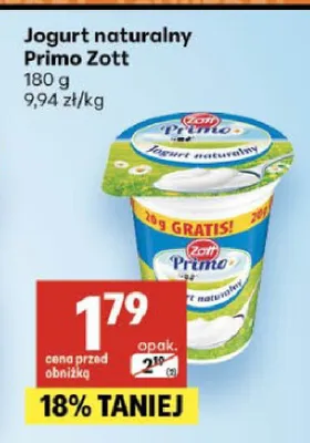 Jogurt naturalny Primo Zott promocja w Delikatesy Centrum