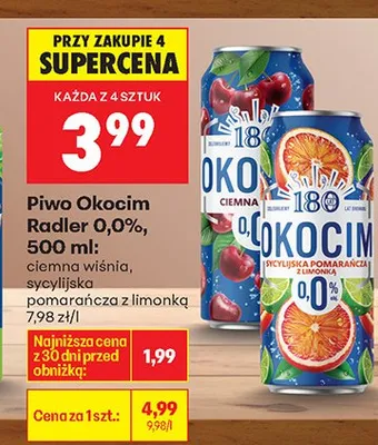 Piwo Radler 0.0% ciemna wiśnia promocja w Biedronka