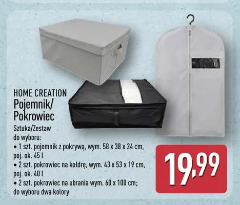 Pokrowiec na ubrania 2-pak 60x100 cm Home Creation promocja w Aldi