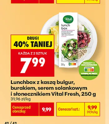 Lunchbox z kaszą bulgur, burakiem, serem solankowym i słonecznikiem Vital Fresh promocja w Biedronka
