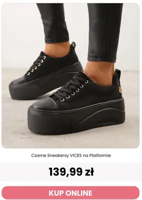 Czarne sneakersy Vices na platformie promocja w Renee