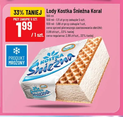 Lody Kostka Śnieżna Koral promocja w POLOmarket