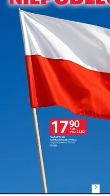 Flaga Polski na drzewcu 68x110 cm promocja w Selgros