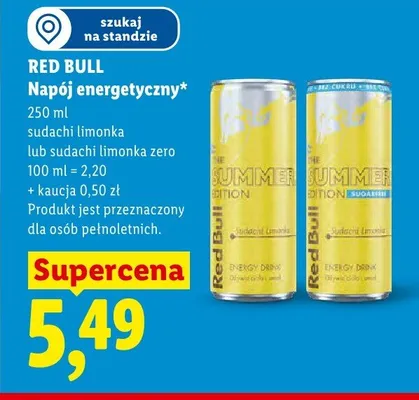 Napój energetyczny Red Bull sudachi limonka promocja w Lidl