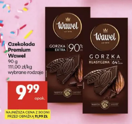 Czekolada Premium Wawel gorzka extra 90% promocja w Delikatesy Centrum