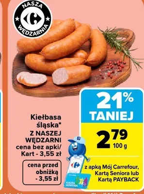 Kiełbasa śląska Nasza Wędzarnia promocja w Carrefour