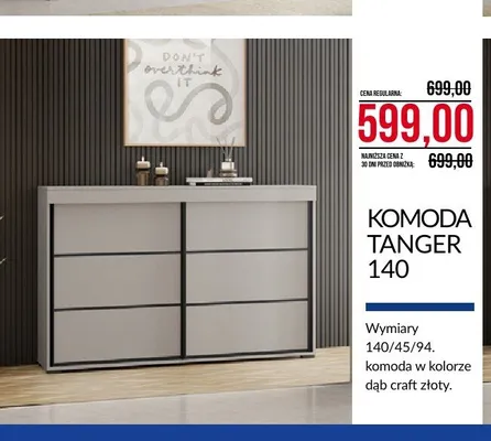 Komoda Tanger 140 dąb craft złoty promocja w Abra Meble