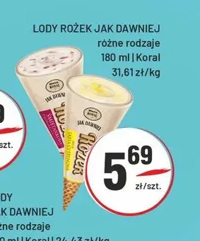 Lody rożek Jak Dawniej śmietankowe promocja w Sedal