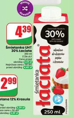 Śmietanka UHT Łaciata 30% promocja w Dino