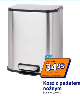 Kosz z pedałem nożnym stal nierdzewna 5 l promocja w Action