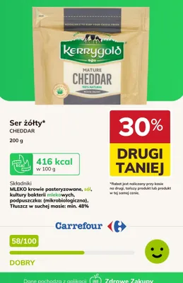 Ser żółty Cheddar Kerrygold promocja w Carrefour