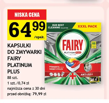 Kapsułki do zmywarki Fairy Platinum Plus promocja w Gram Market