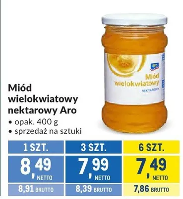 Miód wielokwiatowy nektarowy Aro promocja w Makro
